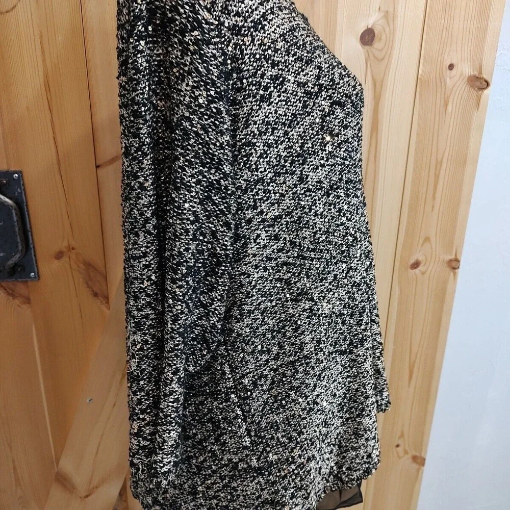 Gibson Latimer Glitter Party Blouse Black Gold Sz 1X Lined Layered Party Casual